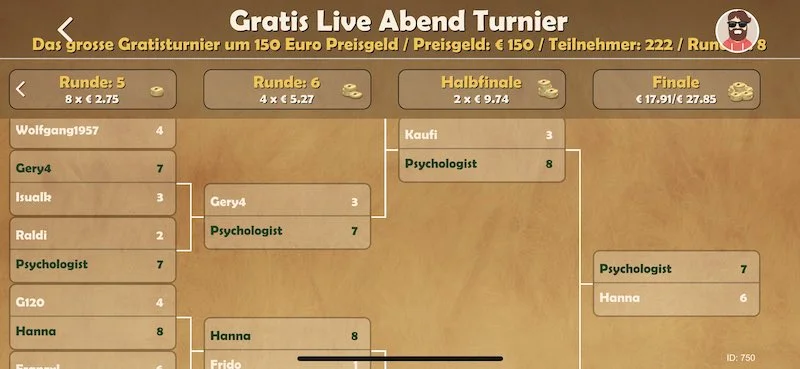 Ein Turnier in der Schnopsn Cash App Schnopsn Cash Turnier