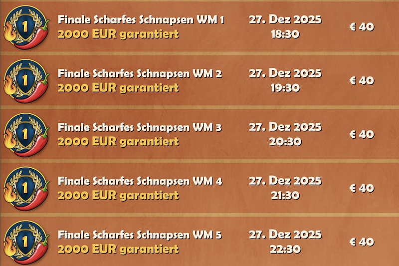 Weltmeisterschaft Scharfes Schnapsen 2025 Scharfes Schnapsen WM 2025